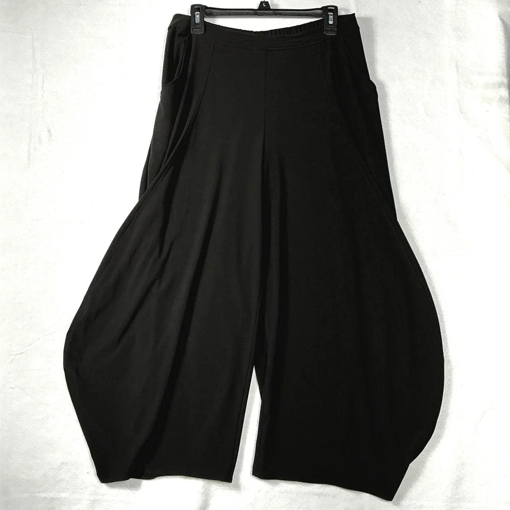 Sun Kim Size M Black Tulip Balloon Stacy Ankle Pants Stretch Travel Lagenlook - Picture 9 of 13
